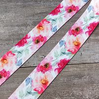 Лента ременная 38 мм Пионы пэ  - купить для кожевенного хобби