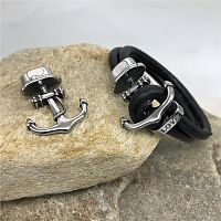 Застежка  на два шнура 12х6 мм для браслетов  Якорь Сталь  - купить для кожевенного хобби