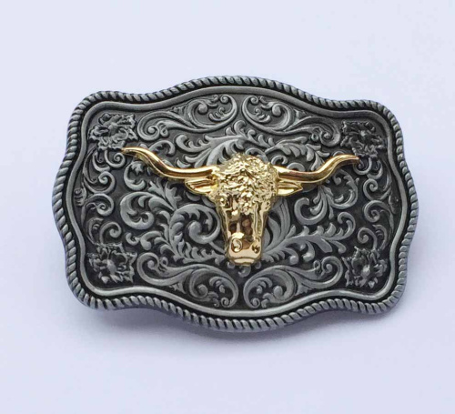 Уценка! Пряжка для ремня декоративная Золотой Бык  PR D-3341uc - фото товара