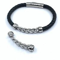 Коннектор 6 мм для круглого браслета Сталь KZ16  - купить для кожевенного хобби