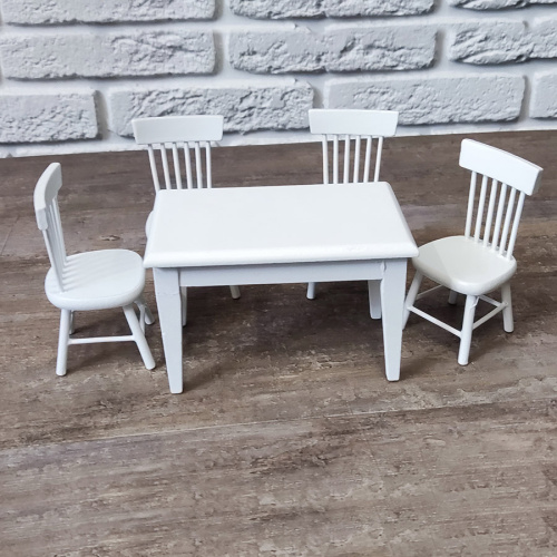 УЦЕНКА! Обеденная зона для кукольной кухни белая 1:12 фото 5