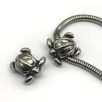 Бусина 5 мм для браслетов Черепаха Сталь   - купить для кожевенного хобби