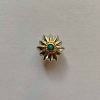 Кончо для кожаных изделий 15 мм латунь с голубой вставкой  - купить для кожевенного хобби