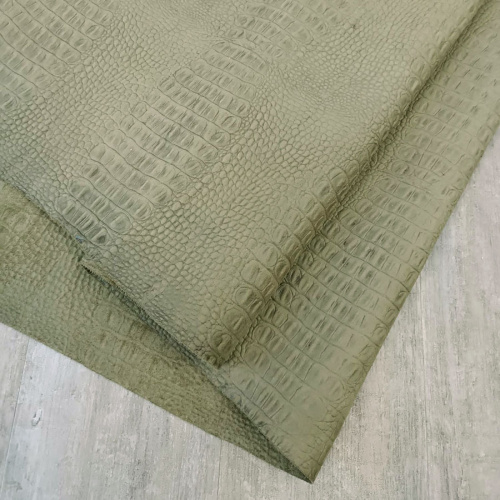 Кожа Кайман 1,2-1,6 мм Хаки матовый фото 5