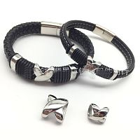 Бусины 8х4 мм для плоских браслетов Перекрестие Сталь  - купить для кожевенного хобби