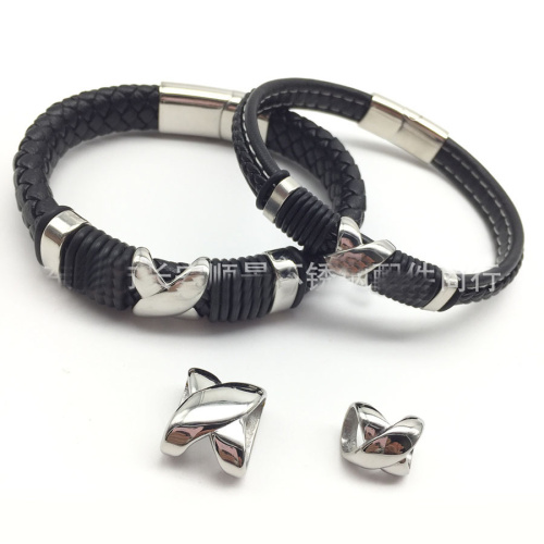 Бусины 8х4 мм для плоских браслетов Перекрестие Сталь  BR-B45 - фото товара