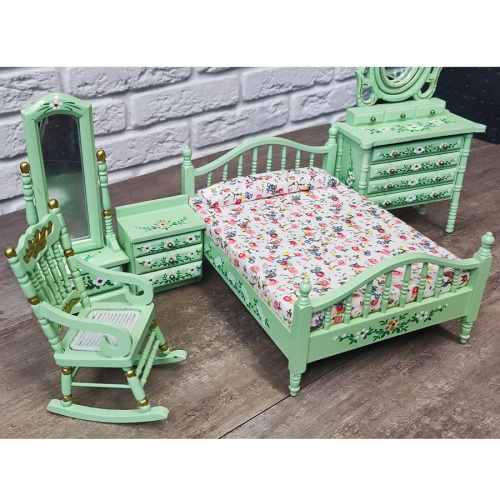 УЦЕНКА! Спальный гарнитур для кукол Салатный Миниатюра 1:12  B-963 uc - фото товара фото 2