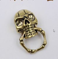Кончо для кожаных изделий 15 мм Череп с кольцом Латунь арт.4542/22  - купить для кожевенного хобби