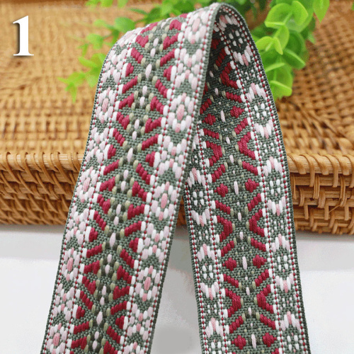 Лента текстильная 38 мм Вышивка Ассорти фото 2