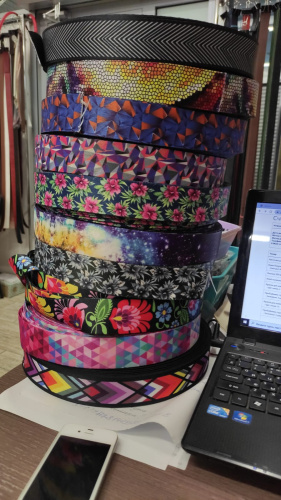 Лента ременная стропа 38 мм Яркие ромбы  LH0128br - фото товара фото 2