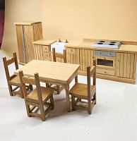 Кухня для кукол с холодильником Миниатюра 1:12   - купить для кожевенного хобби