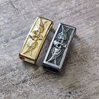 Бусина 12х6 мм для плоских браслетов СтальЧереп на крыльях