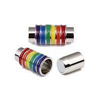 Застежка для круглых браслетов  6 мм Радуга Сталь   - купить для кожевенного хобби