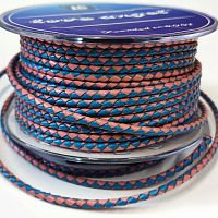 Шнур кожаный круглого сечения 3 мм плетеный Двухцветный LC  - купить для кожевенного хобби