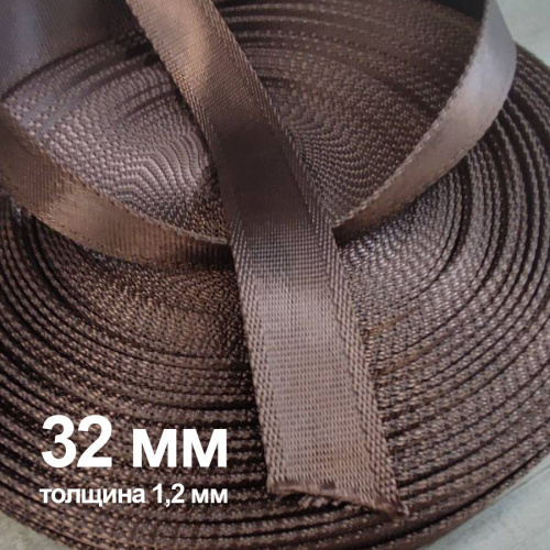 Лента ременная 25-50 мм Коричневая пэ, с окантовкой фото 4