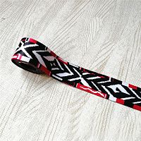 Лента ременная 38 мм Черно-красный орнамент пэ  - купить для кожевенного хобби