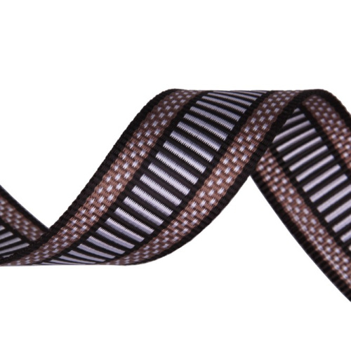 Лента ременная 32 мм Коричневая с орнаментом пэ  LM1793 - фото товара