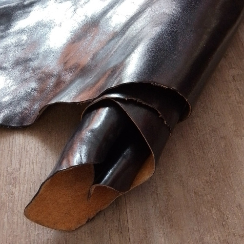 Кожа КРС 1,0-1,2 мм раст.дубл. Черный глянец Италия фото 2