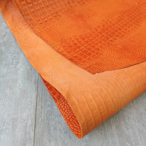 Кожа Кайман 1,2-1,4 мм Оранжевый фото 3