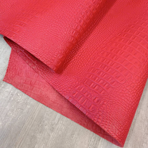 Кожа Кайман 1,2-1,6 мм Красный матовый фото 4