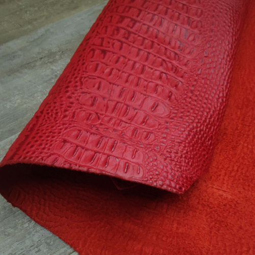Кожа Кайман 1,2-1,6 мм Красный фото 5