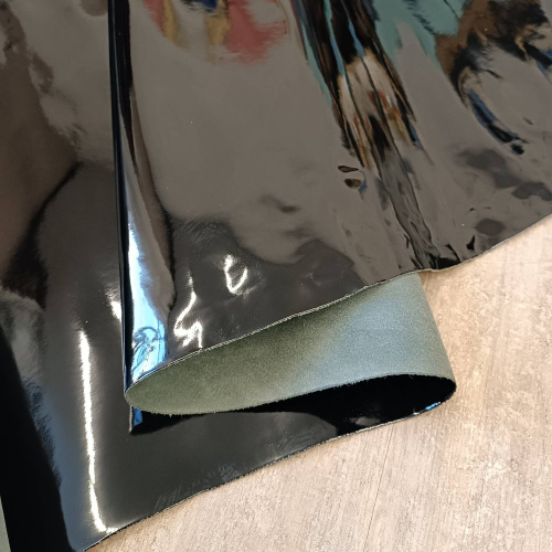 Кожа КРС Лак 1,1-1,3 мм Чёрный фото 2