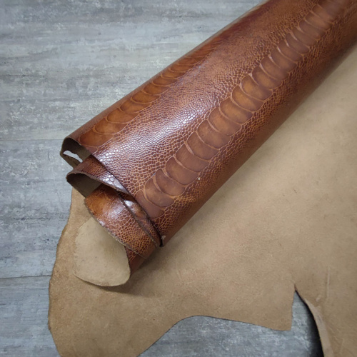 Кожа КРС 1,2 мм с тиснением Страус темный Кожа КРС 1,2 мм с тиснением Страус темный