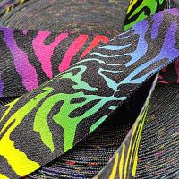 Лента ременная 38 мм Радужная Зебра пэ  - купить для кожевенного хобби