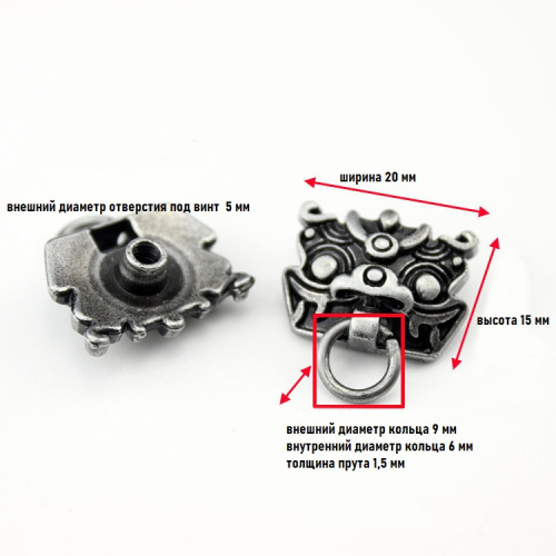 Кончо для кожаных изделий 20 мм Голова с кольцом фото 3 Кончо для кожаных изделий 20 мм Голова с кольцом фото 3