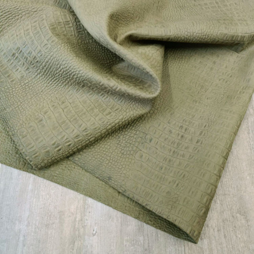 Кожа Кайман 1,2-1,6 мм Хаки матовый фото 6