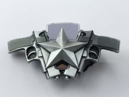 Пряжка для ремня декоративная Два ствола и зажигалка  PR  HX P-18 - фото товара