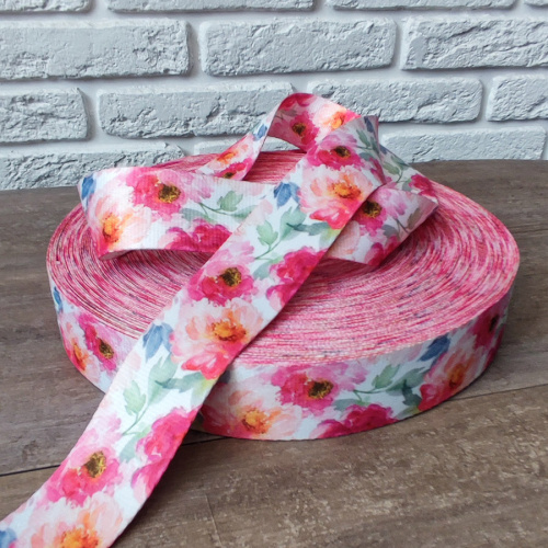 Лента ременная 38 мм Пионы п/э  LRP_38PF - фото товара фото 2