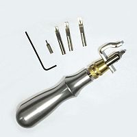 Канавкорез (торцбил) многофункциональный металлическая ручка Aigaeer  - купить для кожевенного хобби