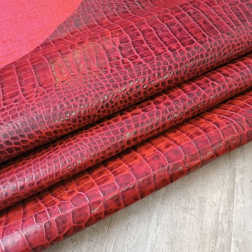 Кожа Кайман 1,0 мм Красный Турция фото 3