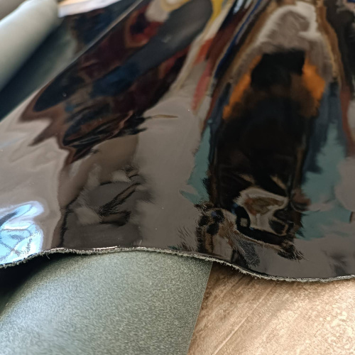 Кожа КРС Лак 1,1-1,3 мм Чёрный фото 3