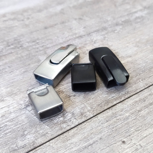 Замок 12х6 мм для плоских браслетов с кнопкой Сталь фото 3