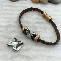 Бусины 12х3 мм для плоских браслетов Перекрестие Сталь  - купить для кожевенного хобби