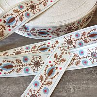 Лента ременная стропа 38 мм Снежные цветы п/э  - купить для кожевенного хобби