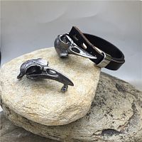 Застежка 13х5 мм для браслетов с шипом Череп Ворона Сталь  - купить для кожевенного хобби