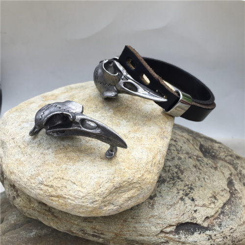 Застежка 13х5 мм для браслетов с шипом Череп Ворона Сталь  BR-z52 - фото товара