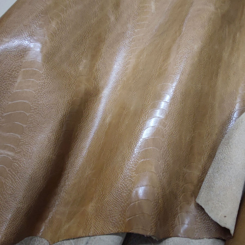 Кожа КРС 1,0 мм с тиснением Страус светлый фото 4 Кожа КРС 1,0 мм с тиснением Страус светлый фото 4