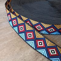 Лента ременная стропа 38 мм Вышивка ромбы  - купить для кожевенного хобби