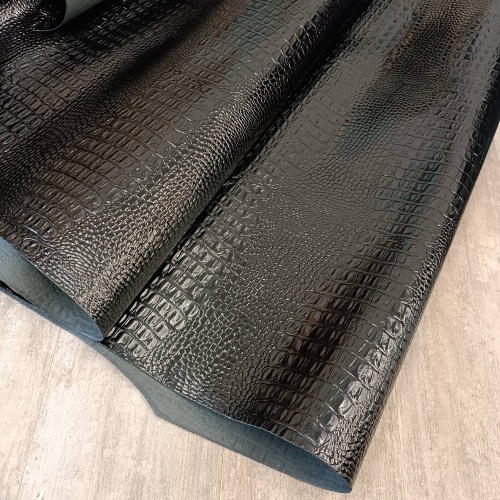 Кожа Кайман 1,3 мм черный глянец фото 2