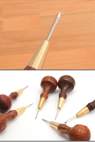 Шило ромбовидное 3 размера, ручка из твердых пород дерева фото 2