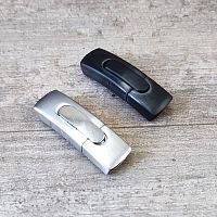 Замок 12х6 мм для плоских браслетов с кнопкой Сталь