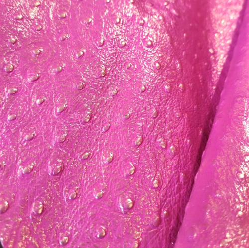 Кожа Страус 1,0 мм Розовый с золотым Италия фото 5