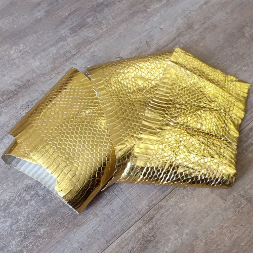Кожа змеи натуральная 0,3 мм Золото  PIton04 - фото товара