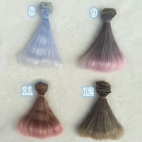 Трессы для кукол 15 см с Подвитыми кончиками биколор BJD
