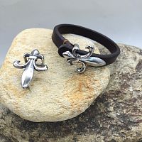 Застежка 12х6 мм для браслетов с шипом Лилия Сталь  - купить для кожевенного хобби