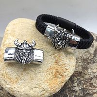 Бусина 12х6 мм для плоских браслетов Викинг Сталь  - купить для кожевенного хобби